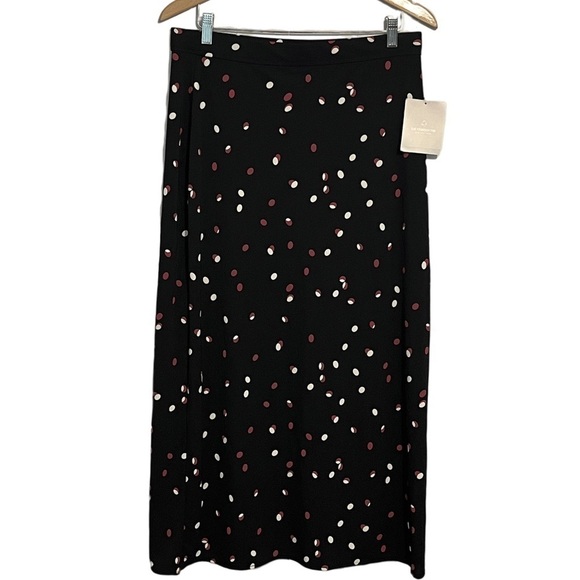 Liz Claiborne Maxi Skirt Black Easy Care Printed Confetti Polka Dots XL, NEW - Picture 1 of 12
